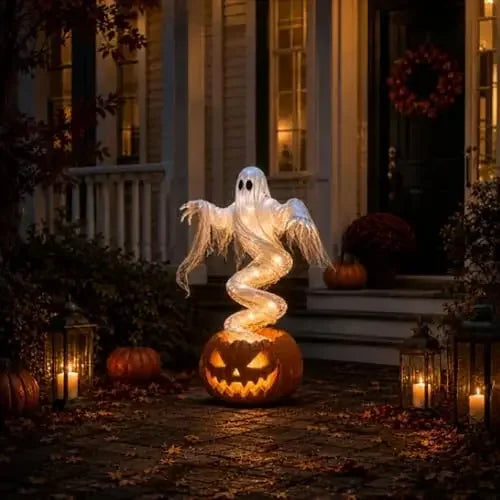 Halloween Ghost & Pumpkin LED Decoration – 20 cm