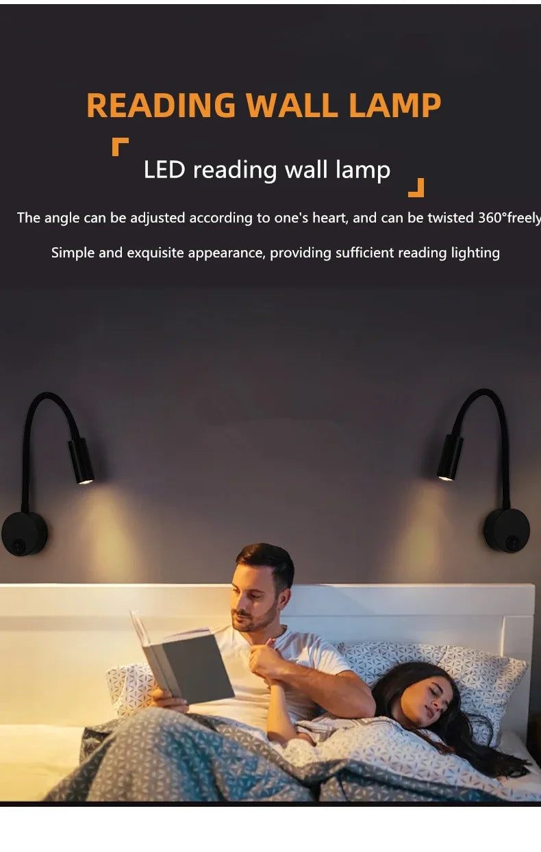 LED Gooseneck Wall Lamp – 360° Rotating Spotlight