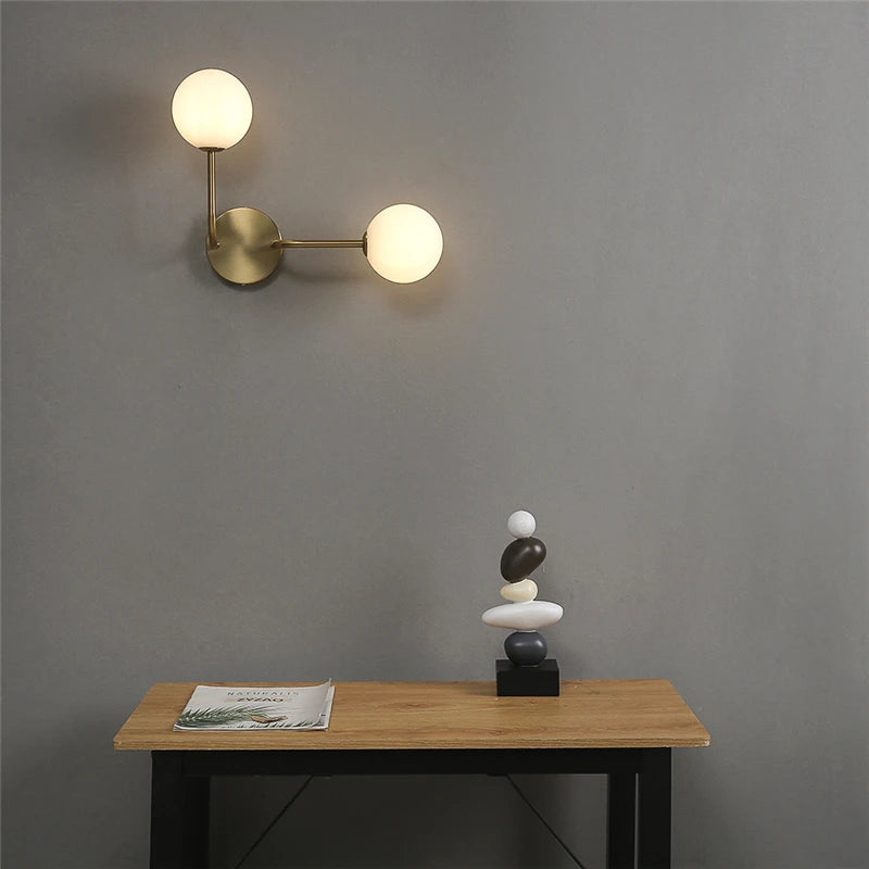 Moderne Glaskugel-Wandleuchte – Doppelte LED-Wandleuchte