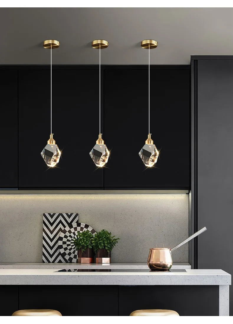 Modern LED Crystal Chandelier – 1, 2, 3 or 5 Heads | Pendant Light