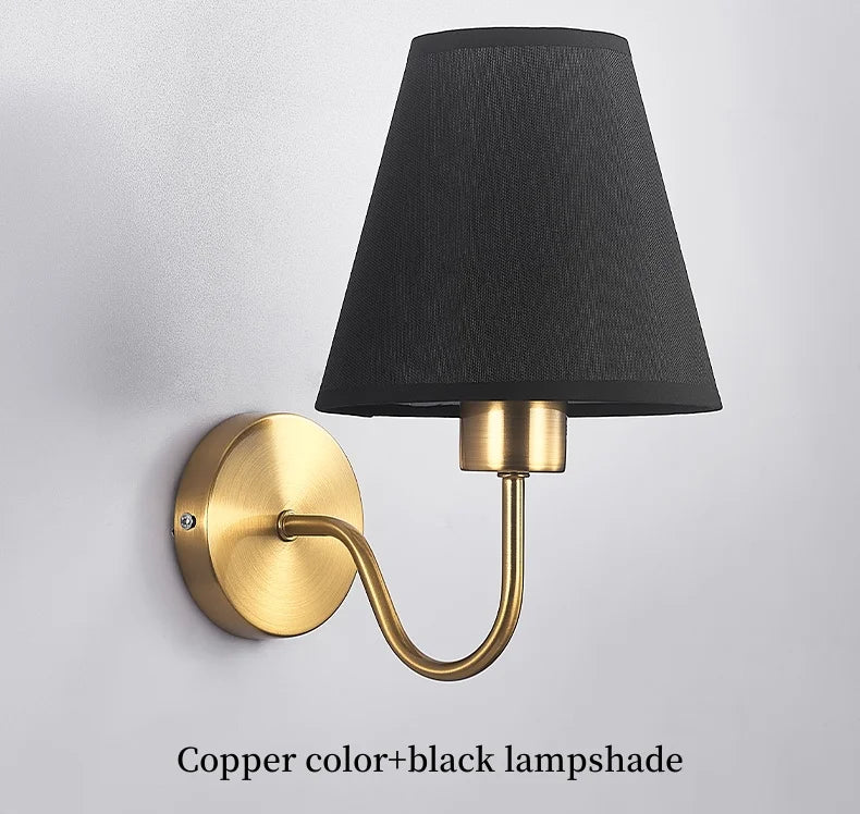 Retro E27 Fabric Wall Lamp – Iron & Cloth, 4 Shade Colors