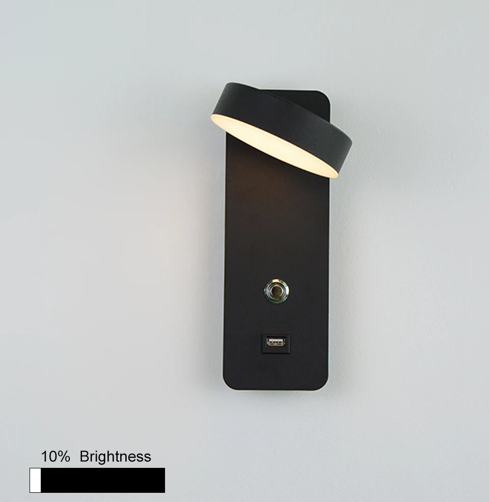 Smart Touch LED Wall Light — 3-Color Dimmable with USB Port