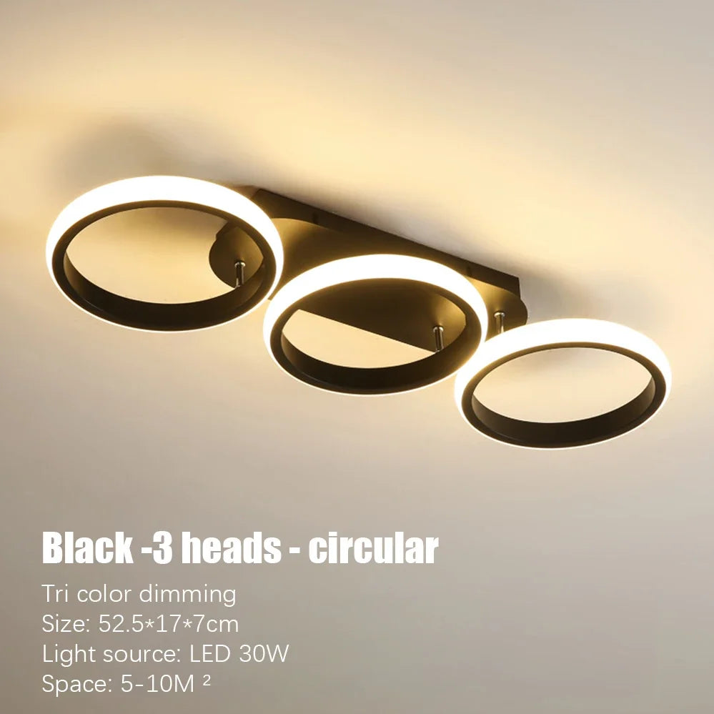 Nordic LED Ceiling Lamp – Square & Round, 20W/30W, 3-Colour Light