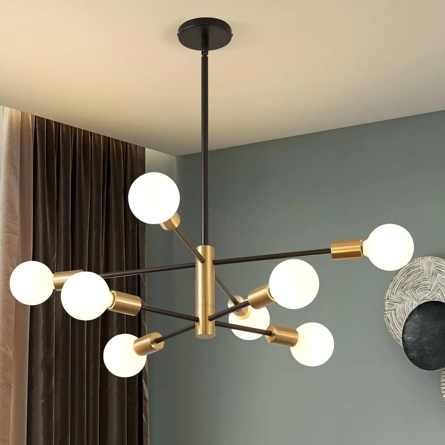 Modern E27 Chandelier – 6, 8, 10 or 12 Heads | Gold, Chrome & Black