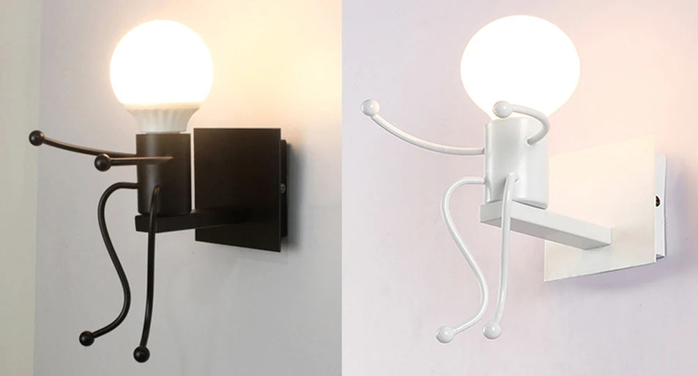 Creative Metal Robot Wall Lamp – E27 LED, 14 Colors