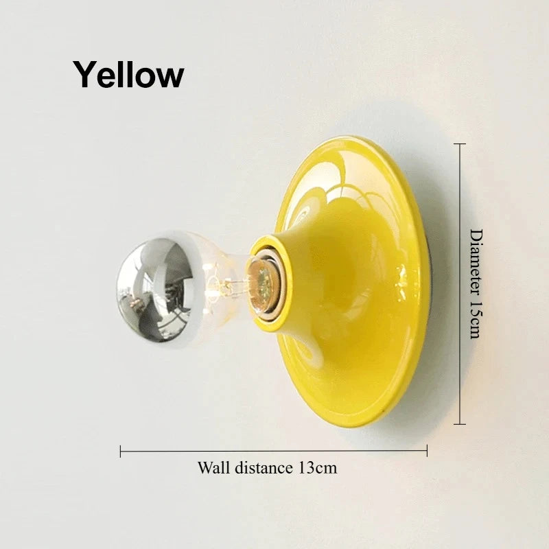 Nordic Retro Wall Lamp – 15cm Iron, 6 Colours | Bedroom & Hallway