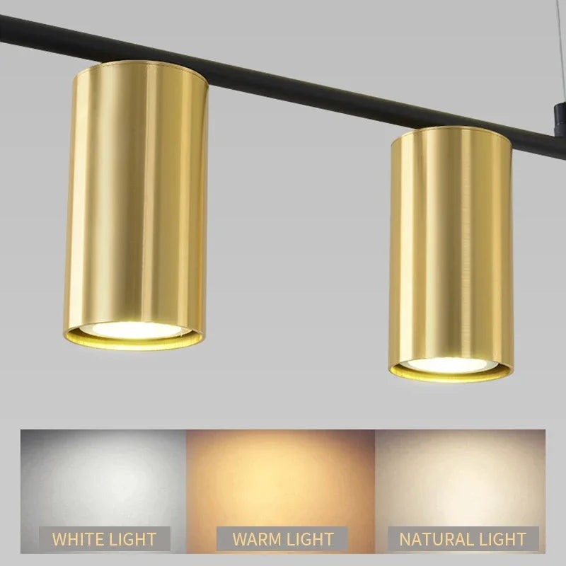 Modern Long Chandelier Pendant Light – Black Gold LED Ceiling Lamp