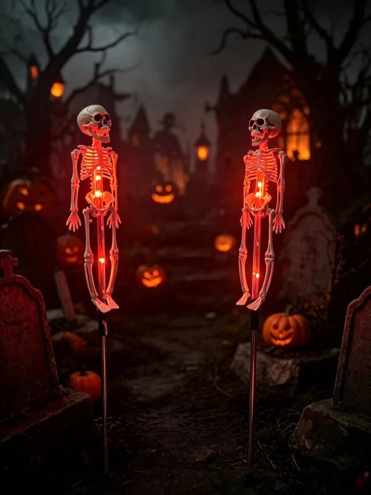 Halloween Solar LED Garden Stake Lights – Bat & Skeleton Designs