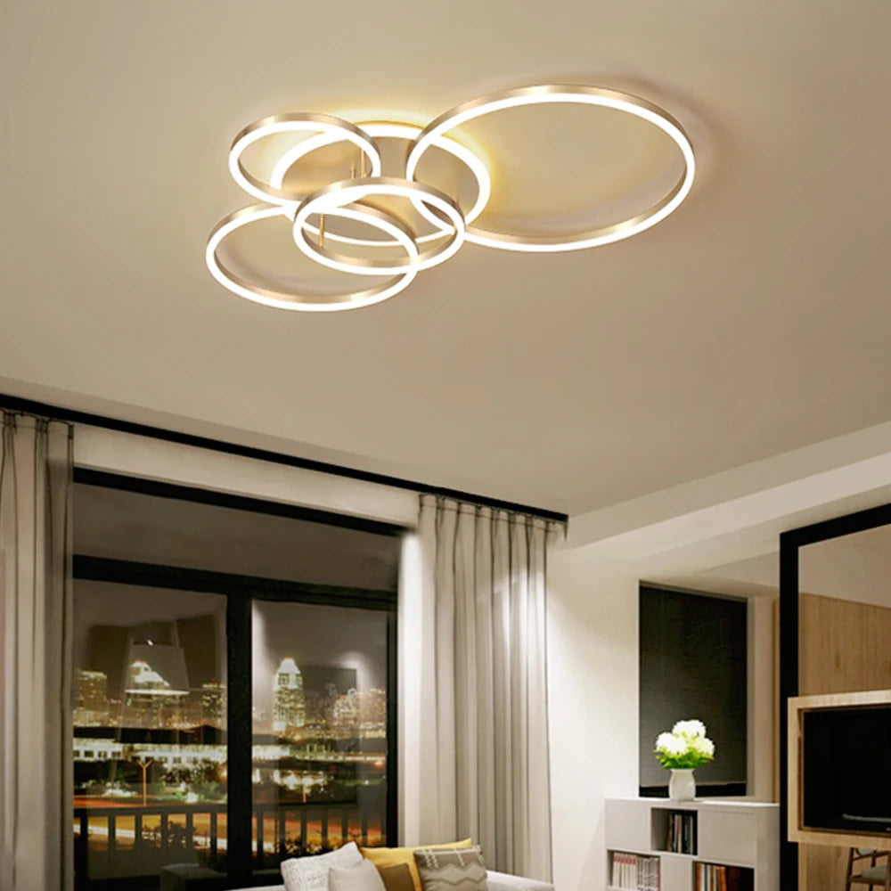 Modern LED Dimmable Ceiling Chandelier – Remote Control, 1–6 Heads