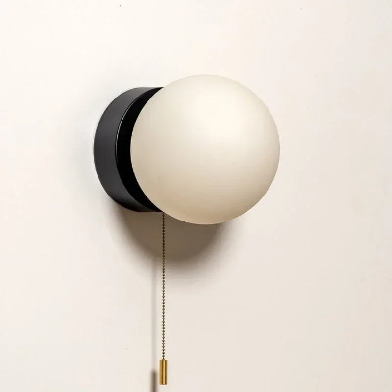 Nordic Frosted Glass Wall Lamp – G9 LED, Round Japanese Style