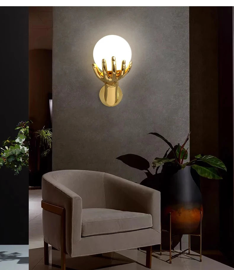 Harz & Glas LED-Wandleuchte – Gold Moderne Deko | AlohaHome