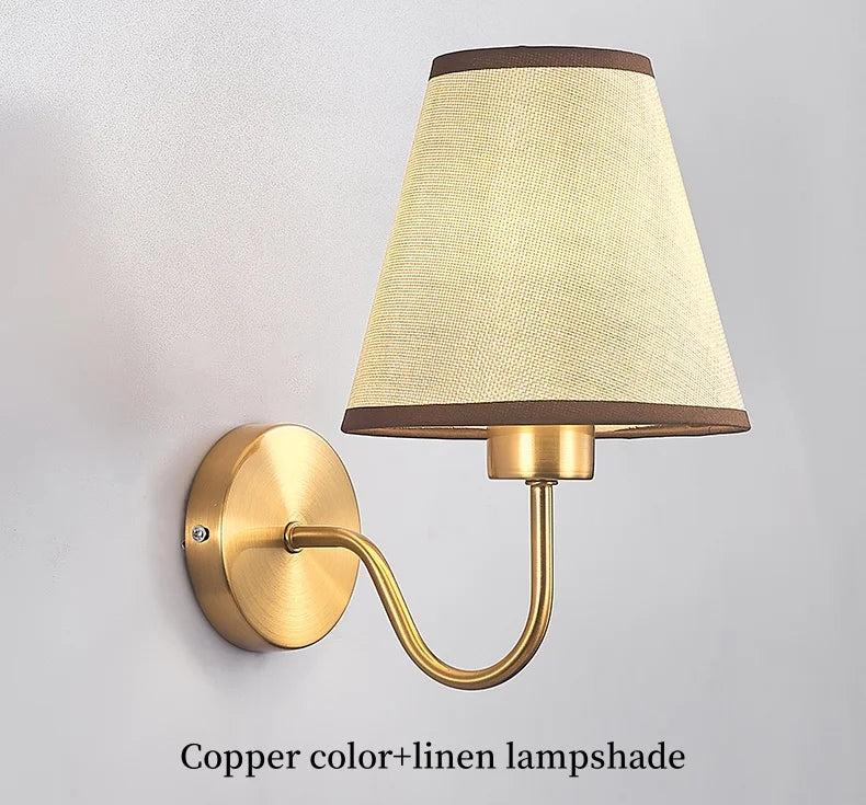 Retro E27 Fabric Wall Lamp – Iron & Cloth, 4 Shade Colors