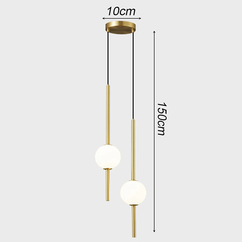 Modern LED Bedside Pendant Light – 1 or 2 Heads, 4 Light Modes