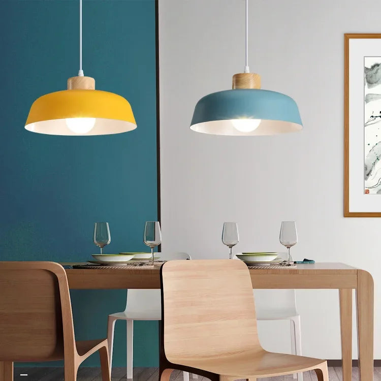 Nordic Macaron Chandelier – Solid Wood Pendant Light