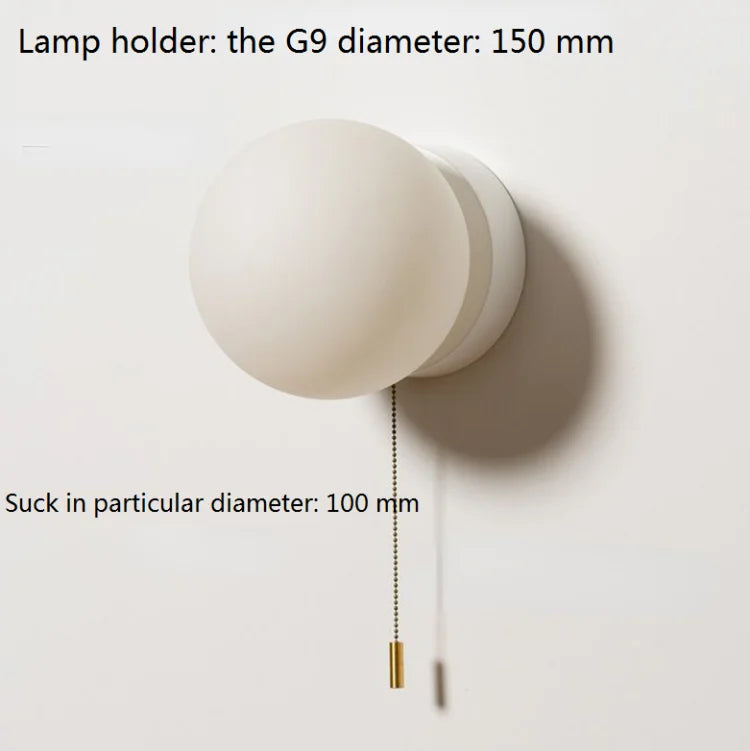 Nordic Frosted Glass Wall Lamp – G9 LED, Round Japanese Style