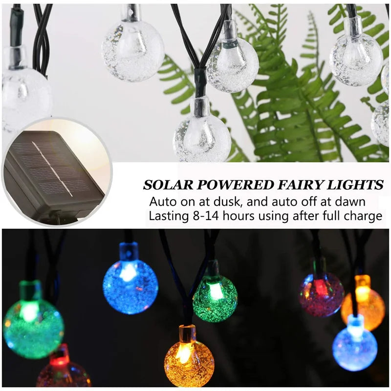 Solarne LED lampice u obliku kristalne kugle – vanjska vrtna i party rasvjeta