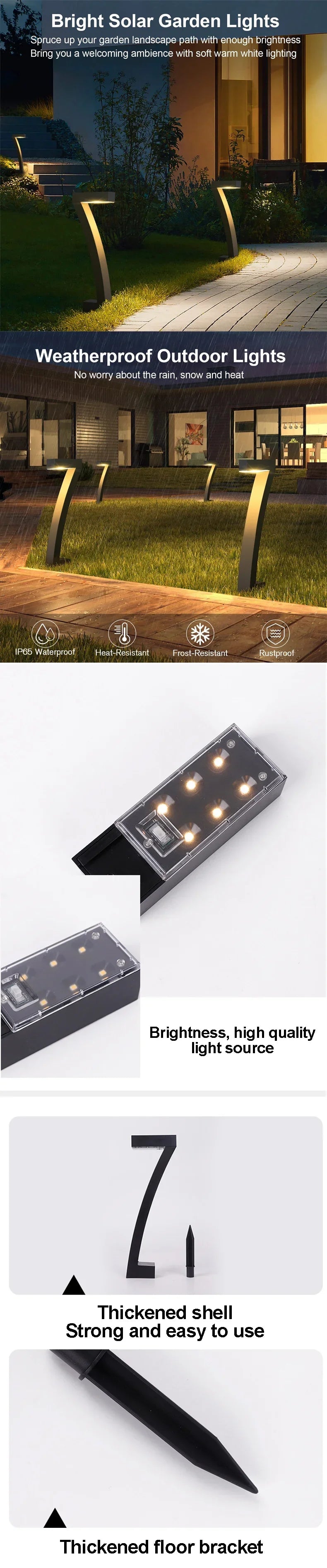Solarno LED vrtno svjetlo za staze – IP65 vodootporna svjetiljka za travnjak i prilaz