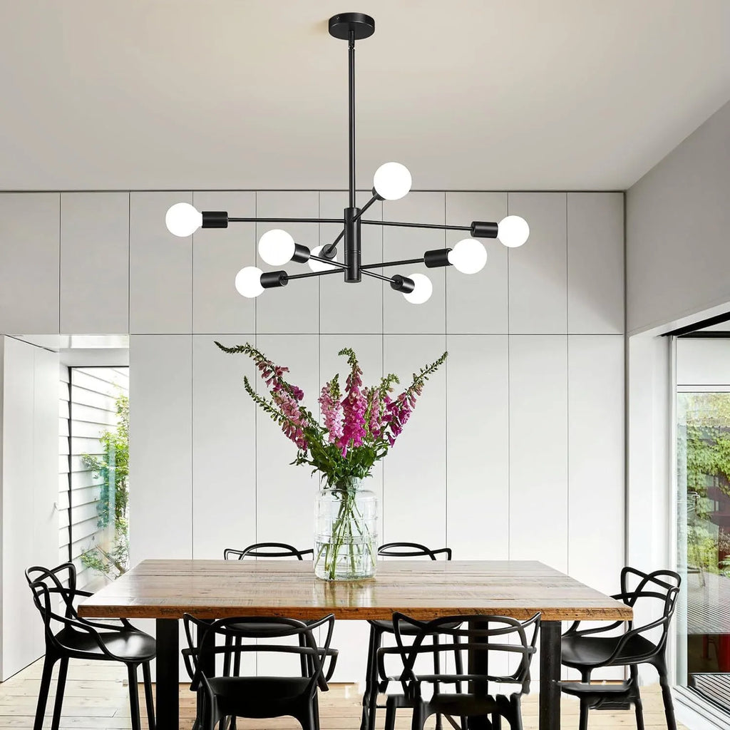 Modern E27 Chandelier – 6, 8, 10 or 12 Heads | Gold, Chrome & Black