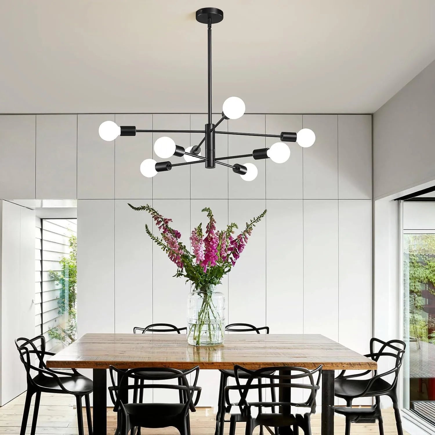 Modern E27 Chandelier – 6, 8, 10 or 12 Heads | Gold, Chrome & Black