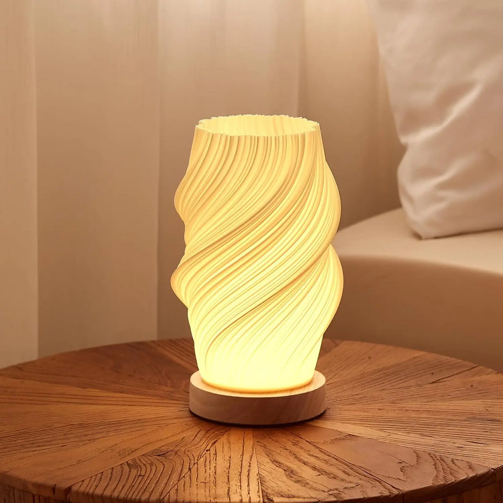 3D Printed Boho Table Lamp — Dimmable Wood Base | AlohaHome