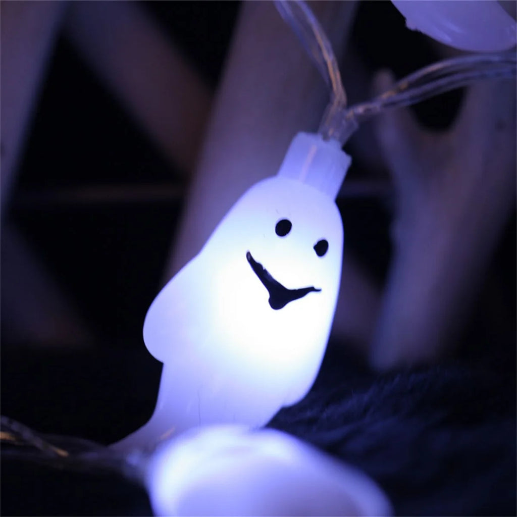 Halloween Ghost LED String Lights – Battery-Powered