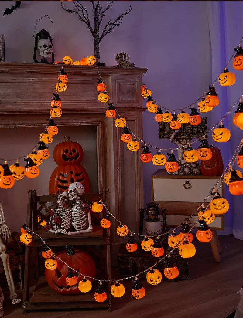 Halloween Pumpkins String Lights, Holiday Jack-O-Lantern Pumpkin Lights for Indoor Outdoor DIY Party Hanging Decor