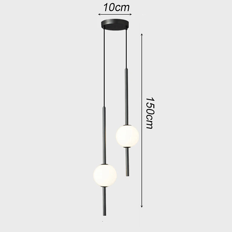 Modern LED Bedside Pendant Light – 1 or 2 Heads, 4 Light Modes
