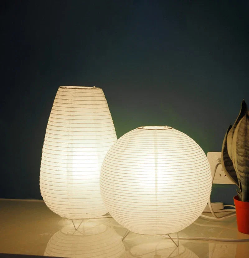 Wabi Sabi Reispapier Tischlampe – Nordische Nachttischlampe | AlohaHome