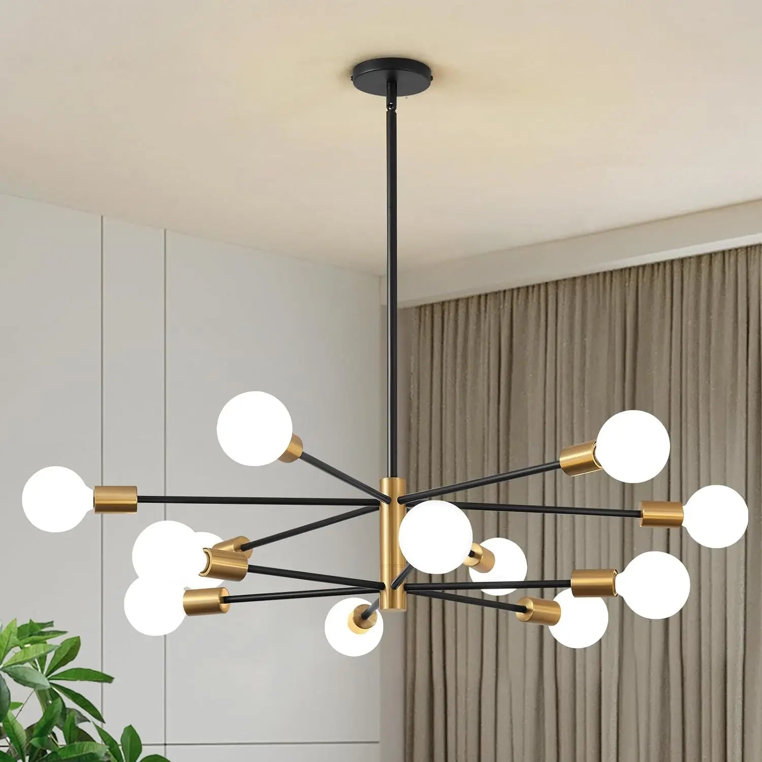 Modern E27 Chandelier – 6, 8, 10 or 12 Heads | Gold, Chrome & Black