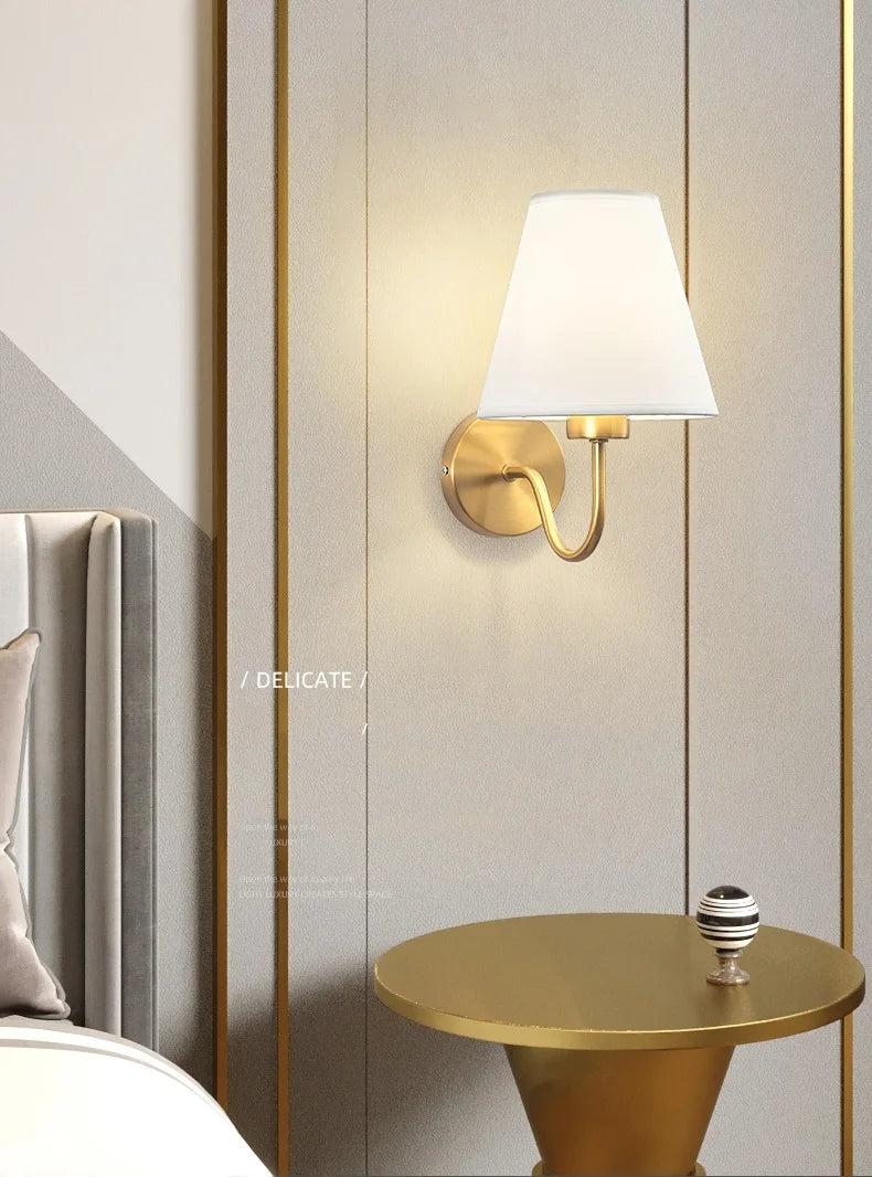 Retro E27 Fabric Wall Lamp – Iron & Cloth, 4 Shade Colors