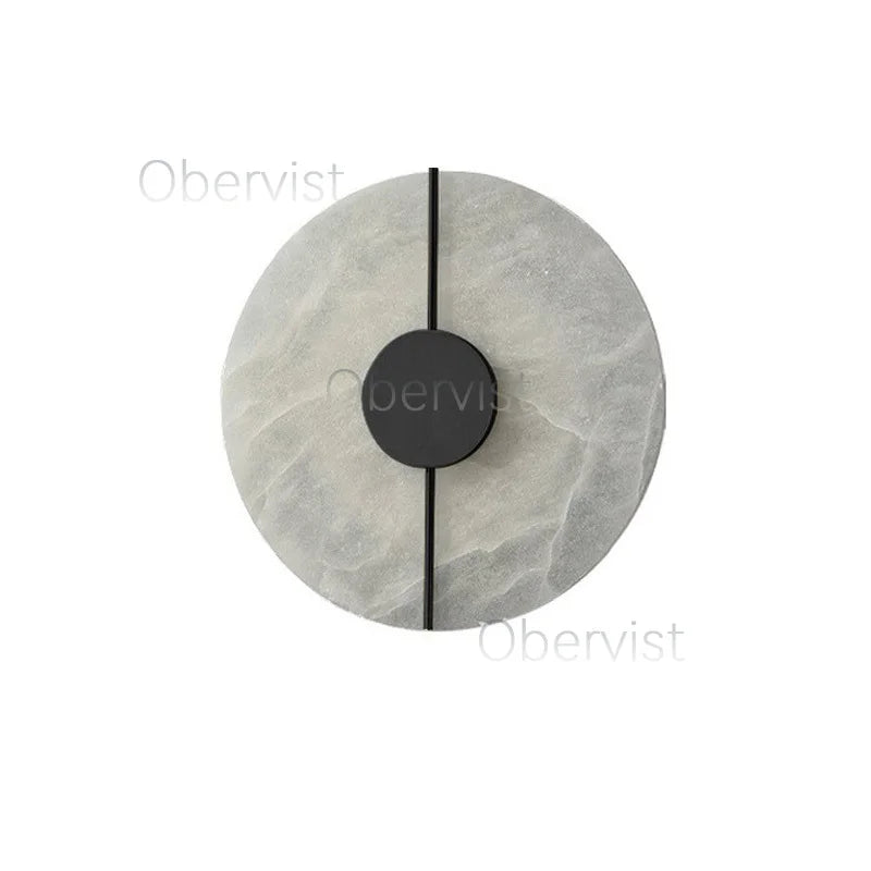 Alabaster Marble LED Wall Sconce – 20cm, Gold & Black, 3 Colour Temps