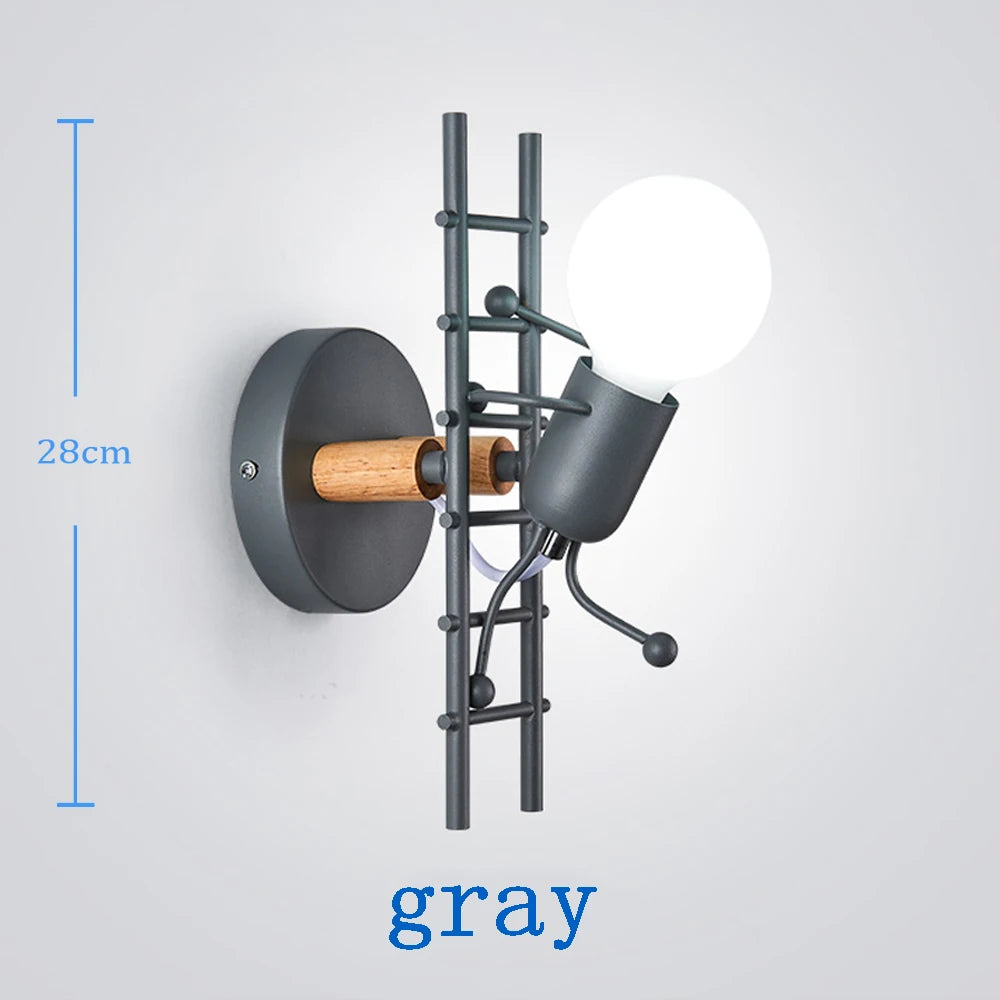 Creative Metal Robot Wall Lamp – E27 LED, 14 Colors