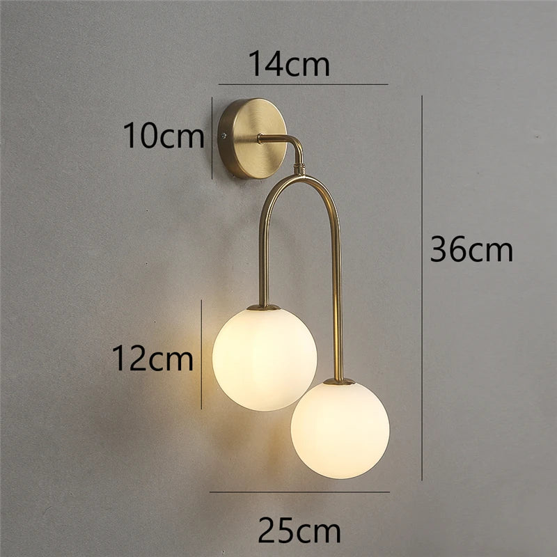 Moderne Glaskugel-Wandleuchte – Doppelte LED-Wandleuchte