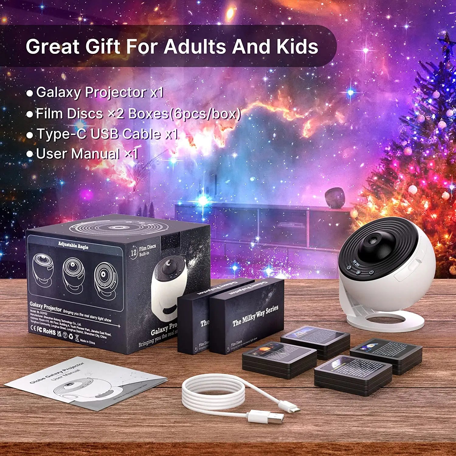 13-in-1 Planetarium Galaxy Projector – HD, 360°, 70m² Coverage, USB