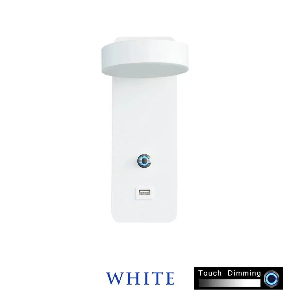 Smart Touch LED Wall Light — 3-Color Dimmable with USB Port