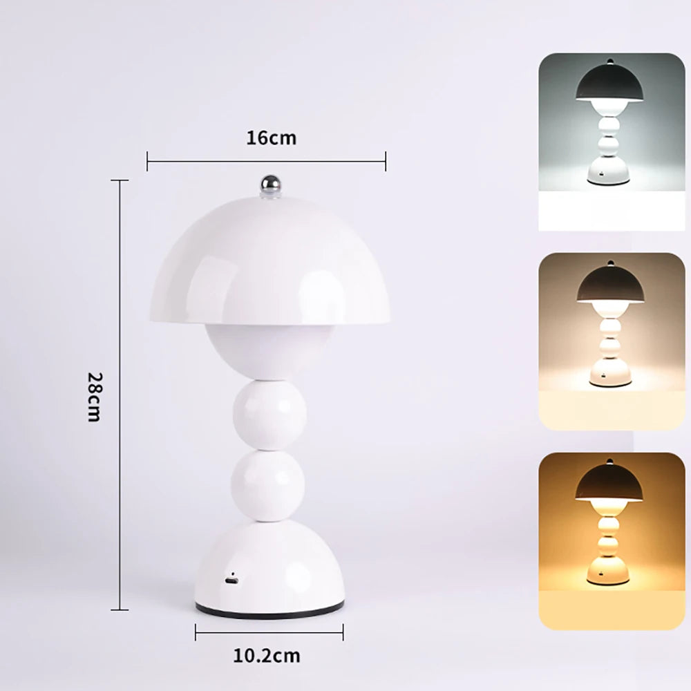 Nordic Touch LED Tischlampe — 3-Farben Stufenloses Dimmen, Akkubetrieben
