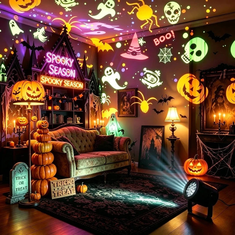 Halloween LED Projector Light – USB-Powered Rotating Patterns