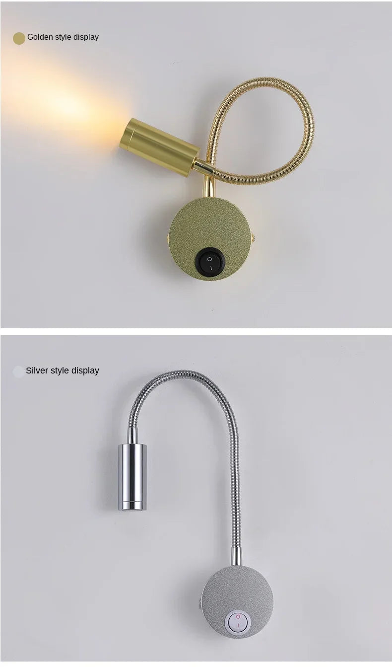 LED Gooseneck Wall Lamp – 360° Rotating Spotlight