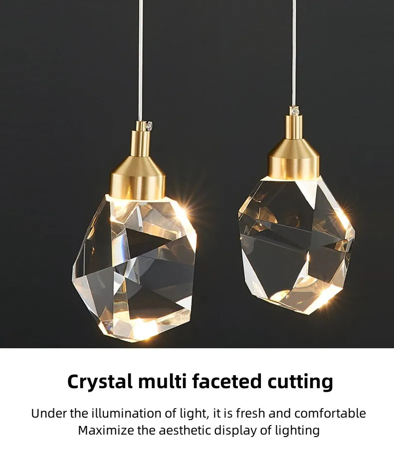 Modern LED Crystal Chandelier – 1, 2, 3 or 5 Heads | Pendant Light