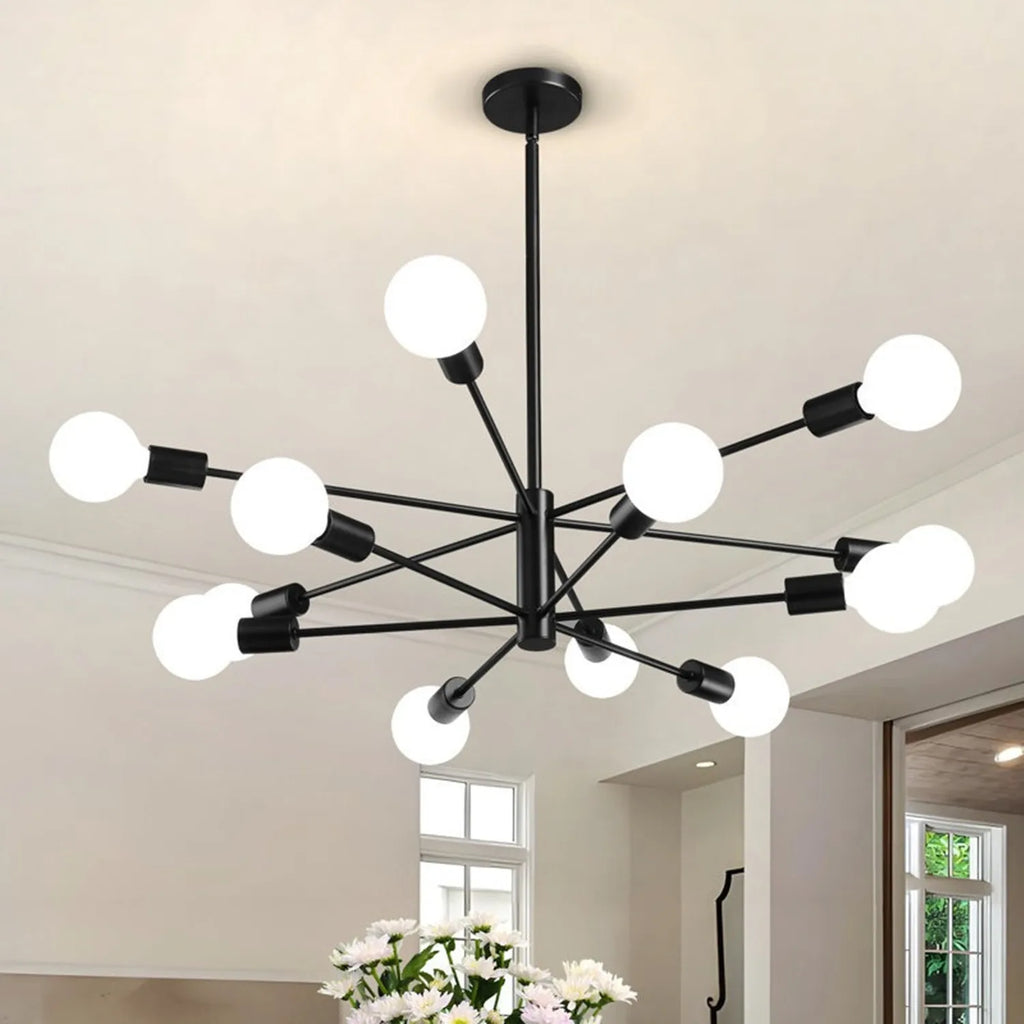 Modern E27 Chandelier – 6, 8, 10 or 12 Heads | Gold, Chrome & Black