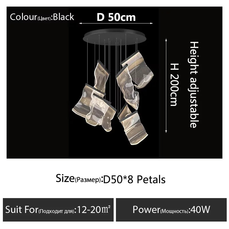 Art Design Streamers Luxury LED Chandelier – 6 to 25 Heads | Villa & Staircase