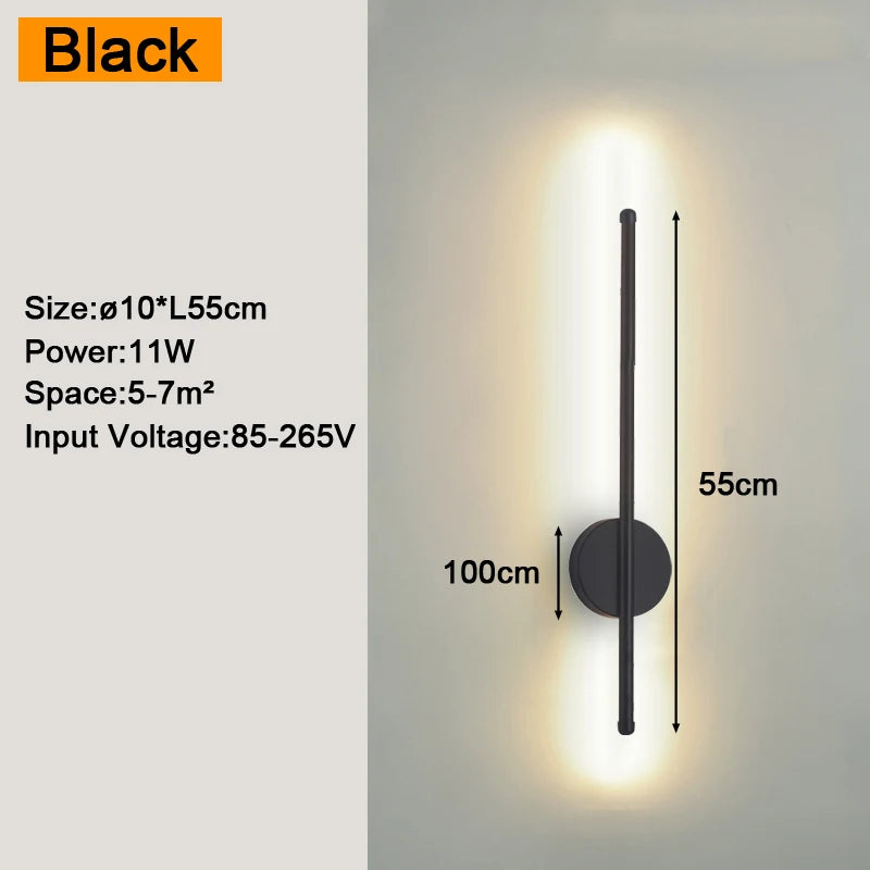 Modern LED Wall Sconce – Black or Gold, 5 Sizes, 4 Light Modes