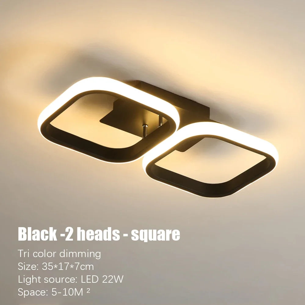 Nordic LED Ceiling Lamp – Square & Round, 20W/30W, 3-Colour Light