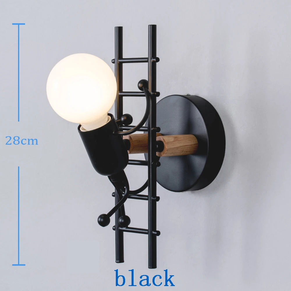 Creative Metal Robot Wall Lamp – E27 LED, 14 Colors