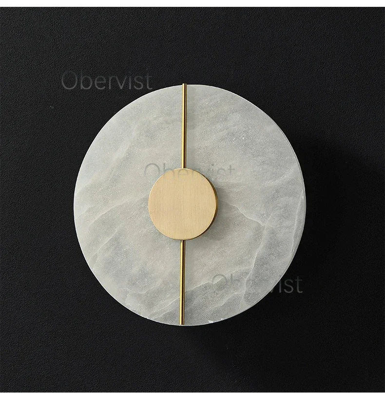 Alabaster Marble LED Wall Sconce – 20cm, Gold & Black, 3 Colour Temps