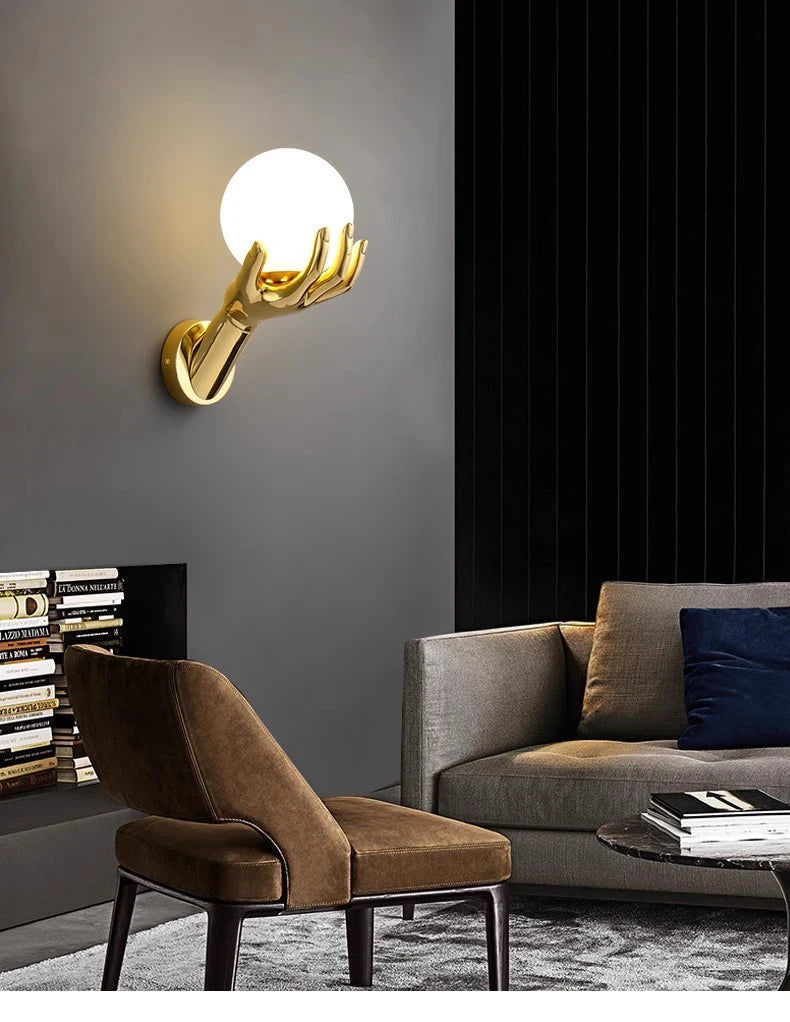 Harz & Glas LED-Wandleuchte – Gold Moderne Deko | AlohaHome