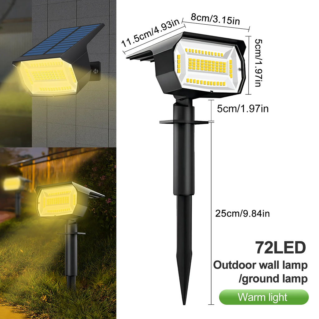 Solar-Landschaftsstrahler | 68–72 LEDs | 3 Modi | IP65