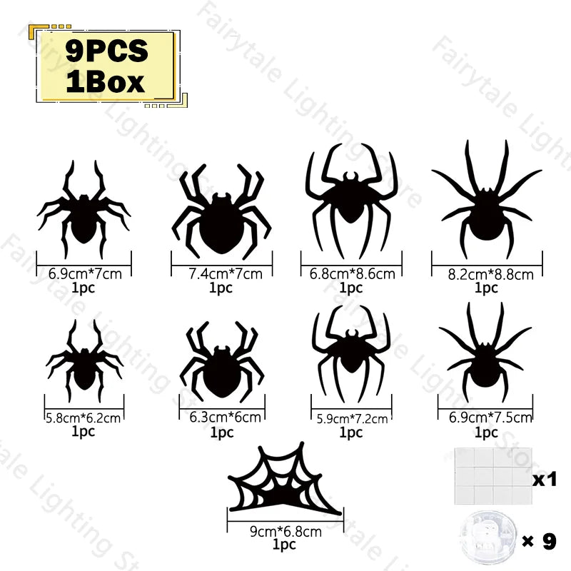 Halloween 3D Bat & Spider LED Wall Stickers