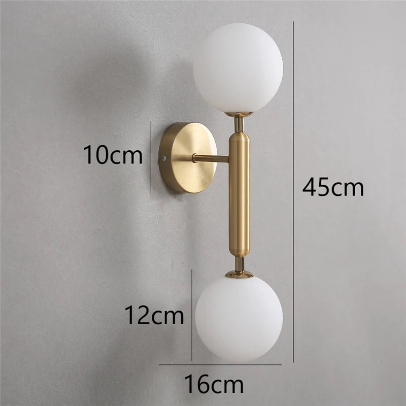 Moderne Glaskugel-Wandleuchte – Doppelte LED-Wandleuchte