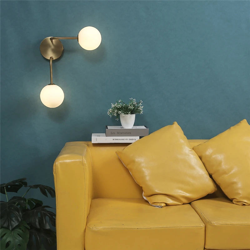 Moderne Glaskugel-Wandleuchte – Doppelte LED-Wandleuchte